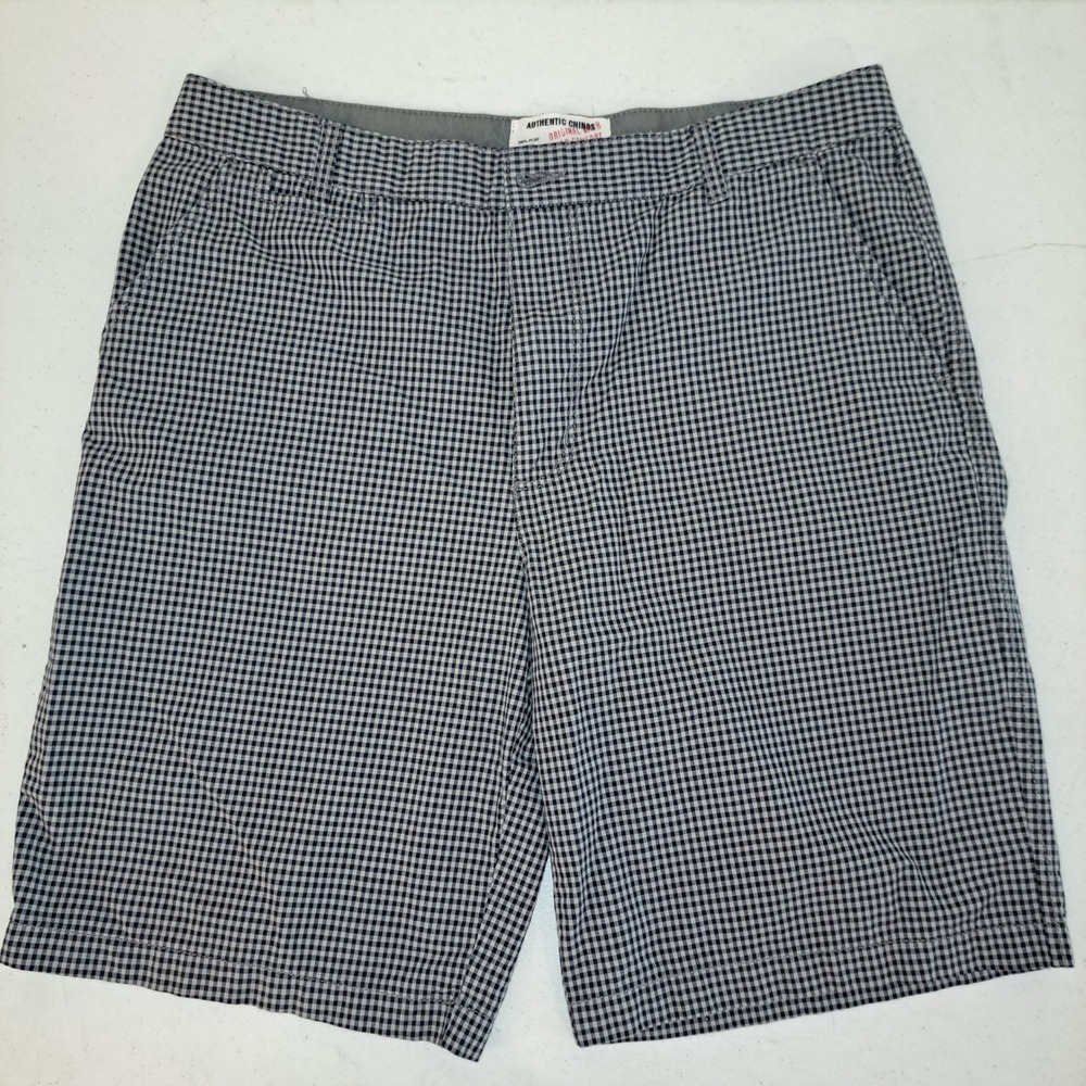 Authentic Chinos Mens Shorts 36 Navy White Gingham Check 1716-300